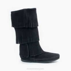 Minnetonka España | Minnetonka Bota con flecos de 3 capas. 4PZP1 negro mujer