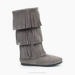 Minnetonka España | Minnetonka Bota con flecos de 3 capas. 4PZP3 gris mujer