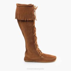 Minnetonka España | Minnetonka botas altas hasta la rodilla con encaje delantero 4PZP25 marrón mujer