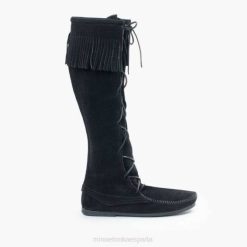 Minnetonka España | Minnetonka botas altas hasta la rodilla con encaje delantero 4PZP440 negro hombres