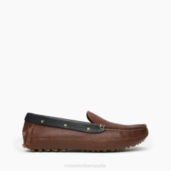 Minnetonka Zapatos | Minnetonka p.w. mocasín de conducción 4PZP392 marrón con cuello negro hombres